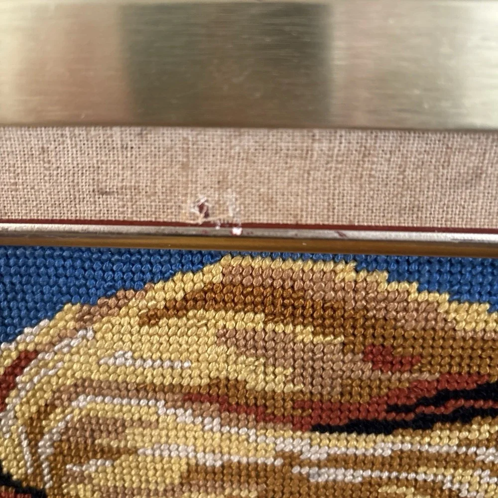 Mother and child Needlepoint Tapestry Framed Blonde Blue Eyes 18x23